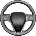 MEWANT Breathable Glossy Carbon Fiber + Black Microfiber Leather DIY Car Steering Wheel Cover for Toyota Camry 2018-2019 / Toyota Avalon 2019 / Toyota Corolla 2019-2020 / Toyota RAV4 2019