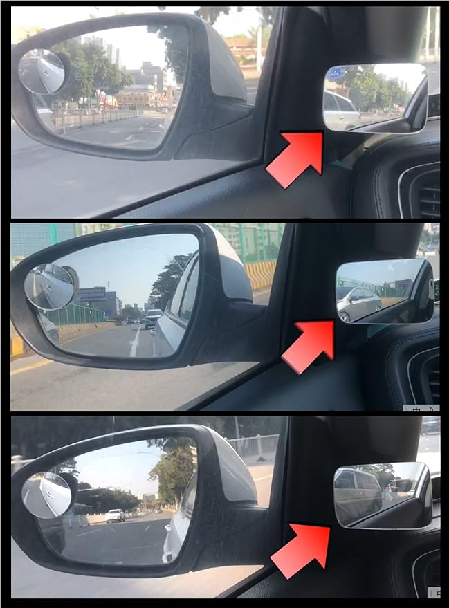 Blind Spot Mirror,Car Built-in Installation Glass Material 360 Degree Rotation Frameless 3.3 * 2.1Inch Convex Mirror Mechanical Installation Firm and Durable Installation Simple Gift box Packaging