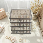 Acrylic Earring Holder Organizer with 5 Drawers Clear Earring Organizer Box with 90 Adjustable Grids Velvet Earring Display C