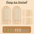 Rattan Wall Shelf Set of 2, 7'' Natural Floating Shelves Boho Decor, Rustic Wood Arched Rattan Wall Mounted Storage Shelves f