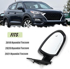 Right Passenger Side Mirror Compatible With 2019 2020 2021 Hyundai Tucson With Manual folding Power glass Turn Signal Heated Blind Spot Black Replace #87620D3930(8Pins)
