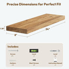 Vivelove Elm Floating Shelves for Wall Solid Wood, 24 Inches Long Rustic Wall Shelf with Invisible Bracket for Living Room Be