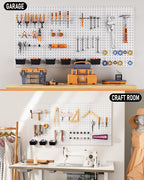 INCLY 158PCS Metal Pegboard Wall Organizer, 48x24 Inch White Pegboard Panels Tool Organizer Kit with Accessories Hooks and Bi