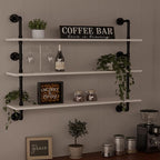 Industrial Pipe Shelving Rustic White Pipe Wall Shelves Industrial Shelves with Wood Planks Floating Shelves 48 Inch Farmhous
