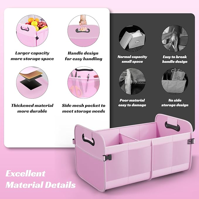Sposuit Trunk Organizer for Car - 70L Collapsible Car Storage with 11 Pockets & Reinforced Handles, SUV Trunk Organizers for