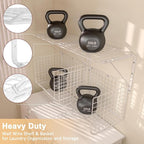 2 Pack Laundry Room Shelves Wall Mounted with Wire Baskets, Over the Washer and Dryer Shelf with Clothes Drying Rack, 8 Hooks