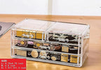 Cq acrylic 3 Pack Clear Makeup Organizer for Vanity,Countertop,Stackable 8 Drawers Cosmetic Storage for Hair Clip,Jewelry,Lip
