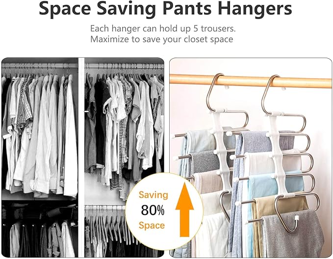 Kalimdor Pants Hangers 2 Pack Space Saving Metal Closet Organizer,Clothes Pants Hangers,Anti-Slip Design,Closet Organizers an