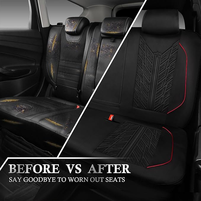 CAR PASS Waterproof Split Bench Seat Covers,Neoprene Rear Seat Covers,All-Weather Non-Slip Durable, Universal Fit for SUVs Se