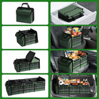 Car Trunk Organizer,115L Heavy Duty Collapsible Trunk Storage, with Insulated Leakproof Cooler Bag Vehicle Cargo Organizer with