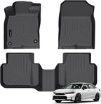 Auxko All Weather Floor Mats Fit for Honda Civic Sedan Hybrid & Civic Hatchback Hybrid 2026 2025 TPE Liners Accessories All Season Guard Odorless Anti-Slip Floor Mats Black