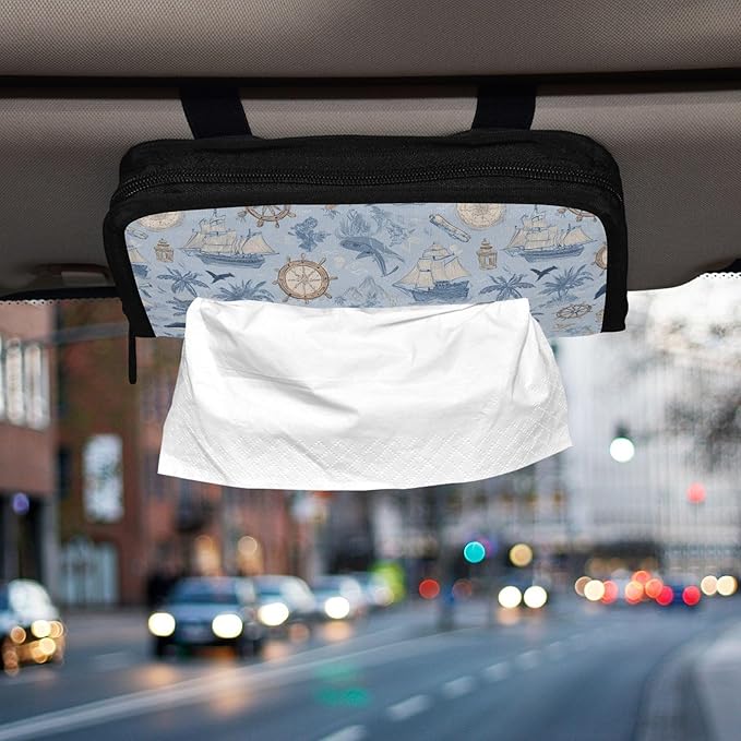 Car Tissue Holder Car Visor Organizer Tissue Box Holder for Car Sun Visor Organizer with Car Vehicle Accessories Essentials Interior for Women Men Aiguy000_seamless_pattern_a_whimsical_wallpaper_desig