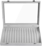 Frebeauty 15 Hooks Necklace Tray Velvet Neckalce Organizer with Clear Lid Lockable Necklace Holder Box Jewelry Organizer for 