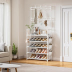 OYREL Shoe Rack 5 Tier Shoe Organizer Storage 15-20 Pairs Shoes Rack for Closet Entrance Shoe Rack Organizer with Hooks and S