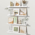 Fun Memories Picture Ledge Shelves Set of 4, 24 Inch Rustic Wall Mounted Floating Shelves with Lip for Home Storage and Décor