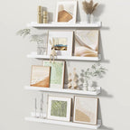 Fun Memories Picture Ledge Shelves Set of 4, 24 Inch Rustic Wall Mounted Floating Shelves with Lip for Home Storage and Décor