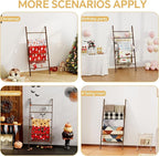 Delywh 6-Tier Wide Double Blanket Ladder Wood, Rustic Decorative Towel Rack for Big Blanket, Towel, Quilt, Clothes, Freestand