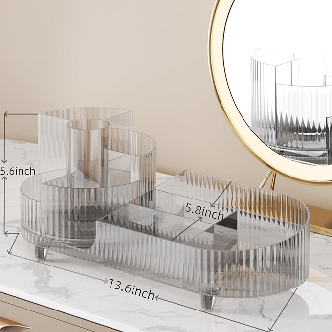 Booklov Roating Makeup Organizer for Vanity, Large Capacity Cosmetic Display Case, Clear Acrylic Countertop Beauty Storage Ho