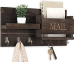 Lwenki Mail Organizer for Wall Mount – Key Holder with Shelf Includes Letter Holder and Hooks for Hallway Farmhouse Decor – R