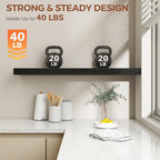 Dreamland 40 Inch Black Floating Shelves for Wall,8 Inch Deep Floating Shelves,40" W x 8" D Wall Shelves for Bedroom,Living R