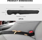 2PCS Leather Car Seat Gap Filler, No-Drop Seat Side Gap Plug Crevice Blocker with Securing Strap, Elastic Filler Block The Gap Between Seats & Console for Truck SUV Sedan (Black)