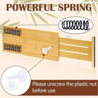 8 Pcs 6'' High Bamboo Drawer Dividers, Non-slip Deep Kitchen Dresser Drawer Organizer with Spring Loaded Adjustable Expandabl