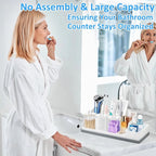 Bathroom Counter Organizer, Large White Silicone Toothbrush Holders for Bathrooms Organizer Countertop with 3PCS Qtip Holder,