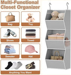 Hanging Closet Organizer 3 Shelf Collapsible Bedroom Closet Organizers and Storage Hanging with Mesh Pockets for Clothes, Fab