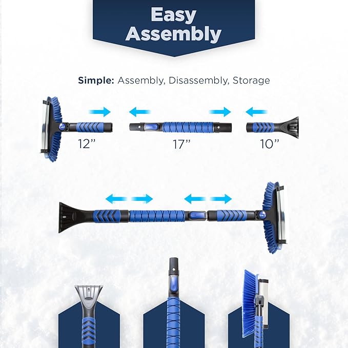 SNOWDRIFT 39" Ice Scrapers for Car Windshield | Snow Brush for Car | Extendable Car Snow Brush and Detachable Ice Scraper | Snow Remover for Cars, SUVs, & Trucks | 180 Degree Rotating Winter Brush
