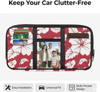 Hibiscus Flower Car Sun Visor Organizer Keep Tidy Car Visor Organizer with Big Zipper Pocket Card Holder Universal Fit for Most Cars SUV