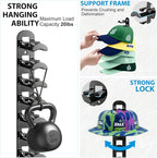4 Pack Hat Organizer Hat Hook for Wall,Hold up to 40 Hats,Hat Holder with Strong Adhesive and Screws,Cap Holder Hat Hangers f
