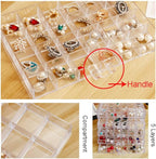 YUFONG Earring Storage Box Organizer, Acrylic Jewelry Storage Box Holder 5 Drawers Transparent Jewelry Display Stand with 120