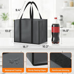 WISELIFE Reusable Grocery Bags with Handles - 10 Pack, 35L Large Shopping Bags for Groceries, Water-Resistant & Foldable Grocery Totes for Lasting Use for Kitchen, Market, Car Trunk, Picnic (Gray)