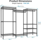 VIPEK V5 Plus Large Portable Closet Rack Freestanding Wardrobe Closet, Multi-Functional Clothes Rack Heavy Duty Metal Clothin