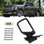Left Driver Side Mirror Compatible With 2021-2026 Ford F150 With Manual Folding Power Glass Heated Blind Spot Turn Signal Light Matte Black Replace#ML3Z17683TA (9Pins)