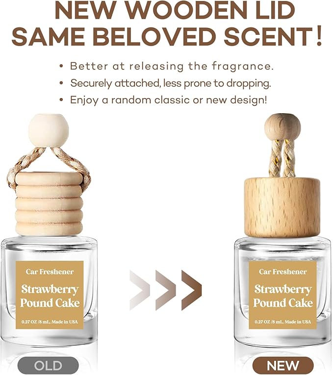 C Classy Car Air Freshener Hanging 2 Pack, Strawberry Pound Cake Essential Oil Diffuser for Cars, Cute Car Fresheners, Long-L