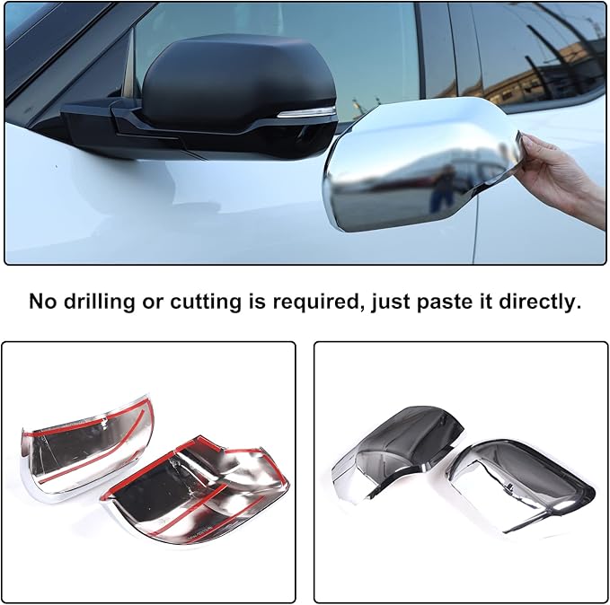 Car Door Rear View Mirror Cap Trim Cover Compatible with Toyota Tundra/Sequoia 2022-2025 Outside Side Rearview Mirror Protector Decoration ABS Accessories, Only Fit With Turn Signal Lights Version
