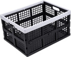 Aebeky 3-Pack Plastic Collapsible Storage Crates-30L,Foldable Plastic Crates for Storage (Black+Gray)