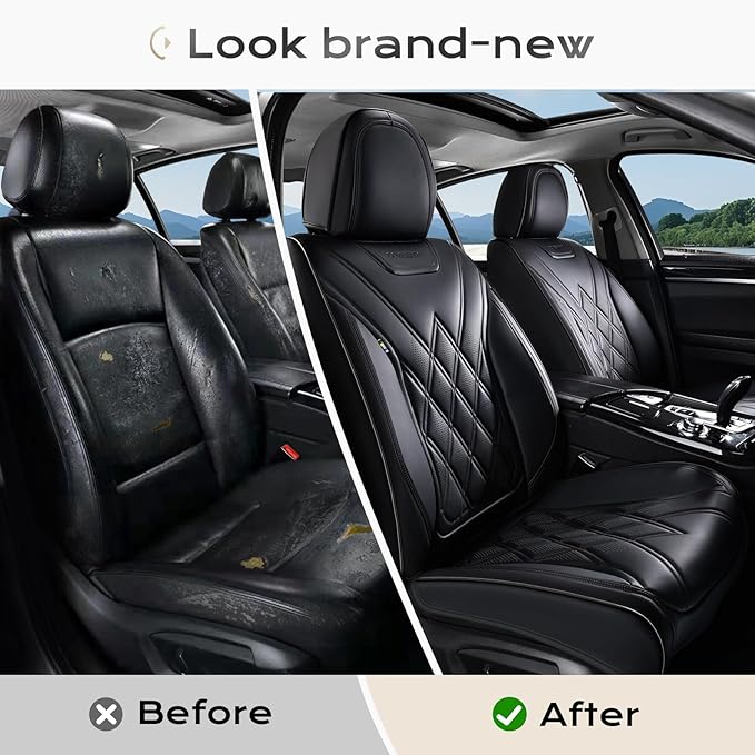 Coverado Car Seat Covers, Front Covers for Cars, Car Seat Cover Front Seats, Automotive Seat Cover, Waterproof, Leather Car S