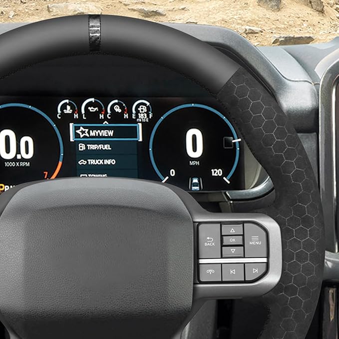 MEWANT Hand Stitch Steering Wheel Cover for Ford F150 Lightning F350 F450 Expedition 2022-2024 Ford F150 Truck Accessory