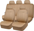 CAR PASS Car Seat Covers Full Sets, Front & Split Rear Bench for Car, 3D Tyre Embossed Automotive Interior Covers, Airbag Com