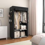 VTRIN Portable Closet Wardrobe Closet for Hanging Clothes with 4 Storage Shelves, 2 Hanging Rods and 6 Pockets, Stable and Ea