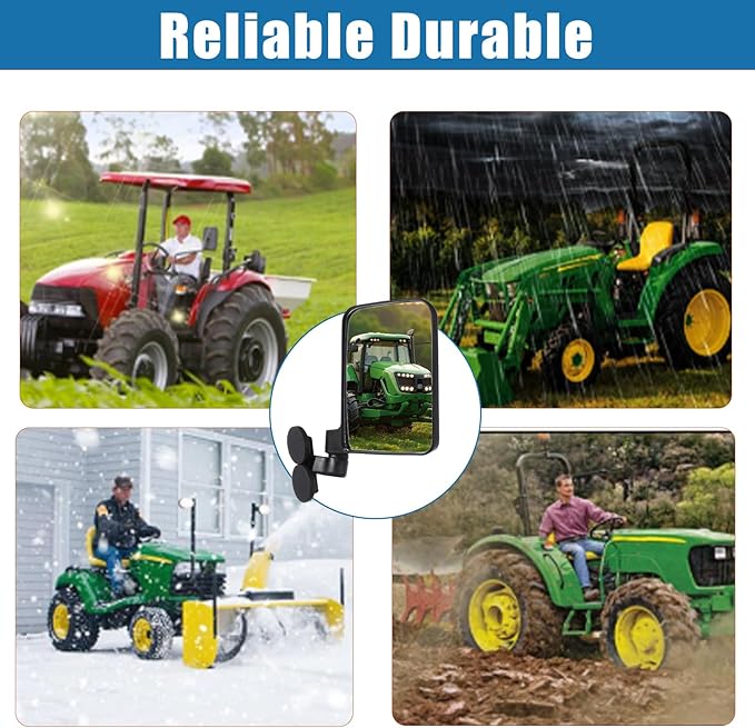 Magnetic Tractor Rearview Mirror (Includes Blind Spot Mirror), 7.78“ × 5.51” Freely Adjustable Side Mirror, No Drilling Required for Installation, Suitable for Tractors, Forklifts, Trucks - 1 Pair