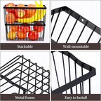 2 Pcs Fruit Basket Wire Baskets, Fruit and Veggie Storage Basket Holder for Kitchen Wall Mounted,Kitchen Organizers and Stora