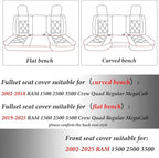 Coverado Ram Seat Covers Full Set, Waterproof Ram 1500 Seat Cover Compatible with 2002-2025 Dodge RAM 1500 2500 3500 Crew Qua