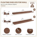 Fun Memories Picture Ledge Shelf, Floating Shelves Set of 4, 32 Inch Picture Shelves for Wall with Ledge, Large Nursery Book 