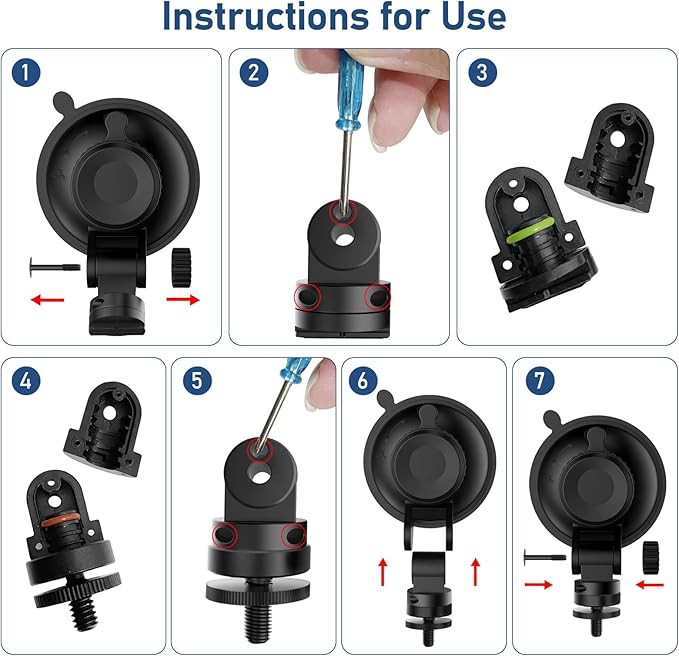 Dash Cam Mount, Suction Cup Mount,Windshield and Dashboard Suction Cup Mount Camera Mount,For ROVE R2-4K,CHORTAU Dash Cam,Screw Connectors Are Suitable For Most Dash Cam, DVR, GPS and Sports Camera