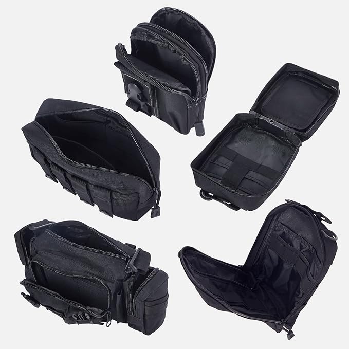 Universal Tactical Seat Back Organizer Vehicle Molle Panel Organizer Storage Bag with 5 Detachable Molle Pouch for All Vehicel Such as Jeep,Truck,SUV, Car, Ford,Chevy etc