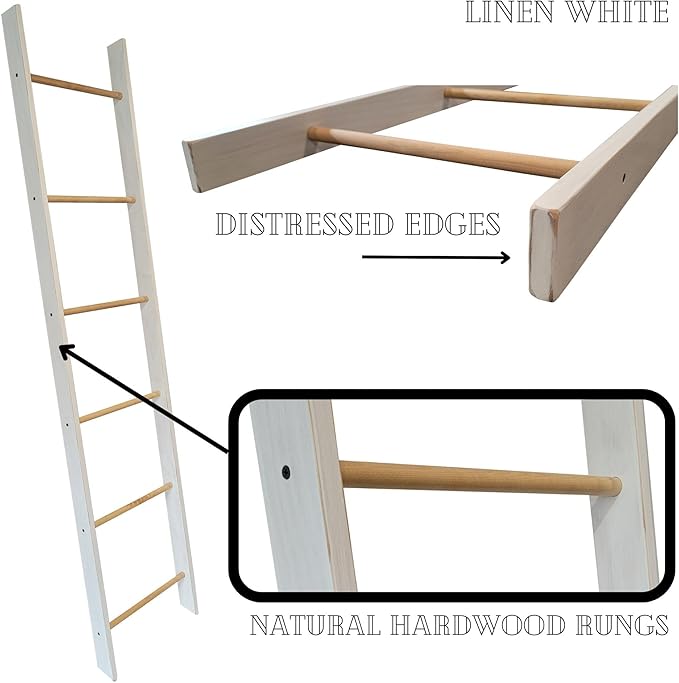 Decorative Blanket Ladder 4ft 5ft 6ft 7ft 8ft Rustic Farmhouse Wooden Quilt Ladder Rack avalible in Red, Blue and White