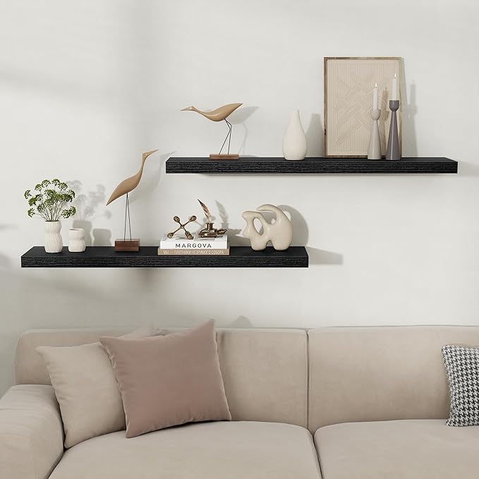 Fun Memories Floating Shelves for Wall, Rustic Wood Wall Mounted Shelves for Bathroom, Bedroom, Living Room & Kitchen, Storag